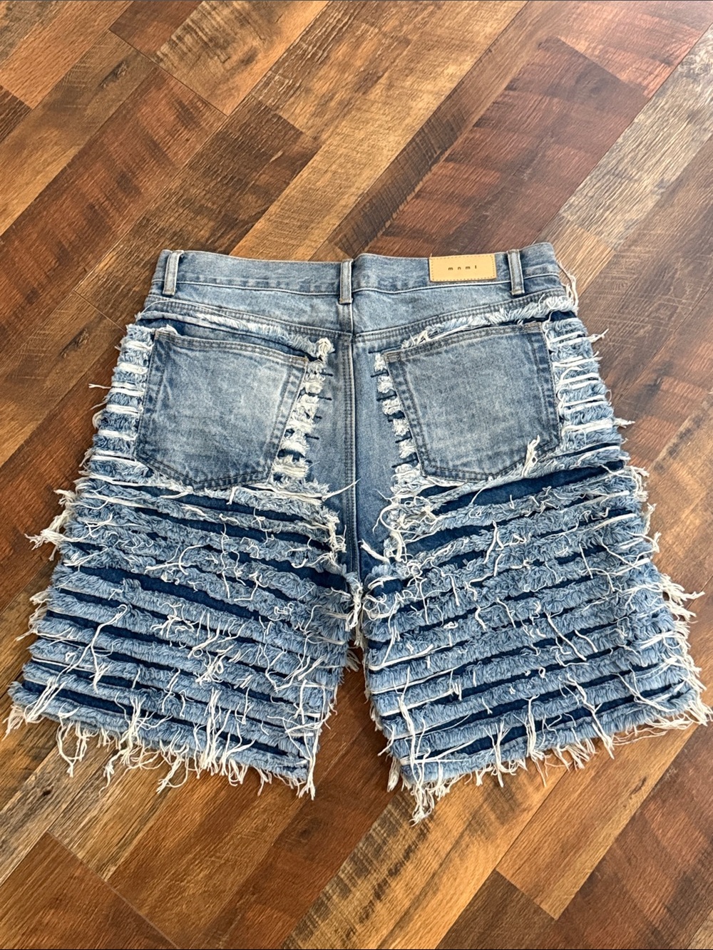 MNML Shredded Distressed Denim Shorts Size 33 Raw Hem Streetwear